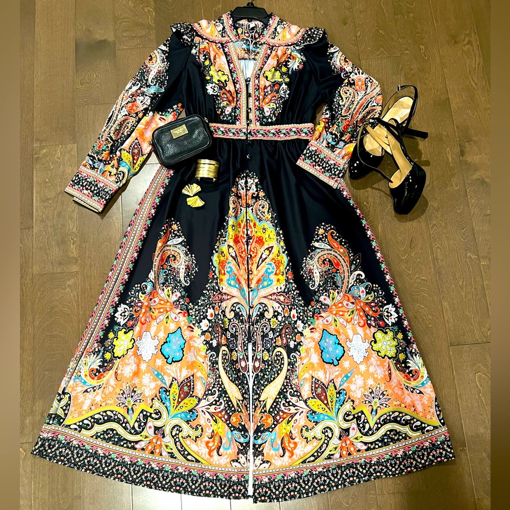 NWOT This dress is everything! Elegant Multicolor Maxi Dress - Picture 2 of 7